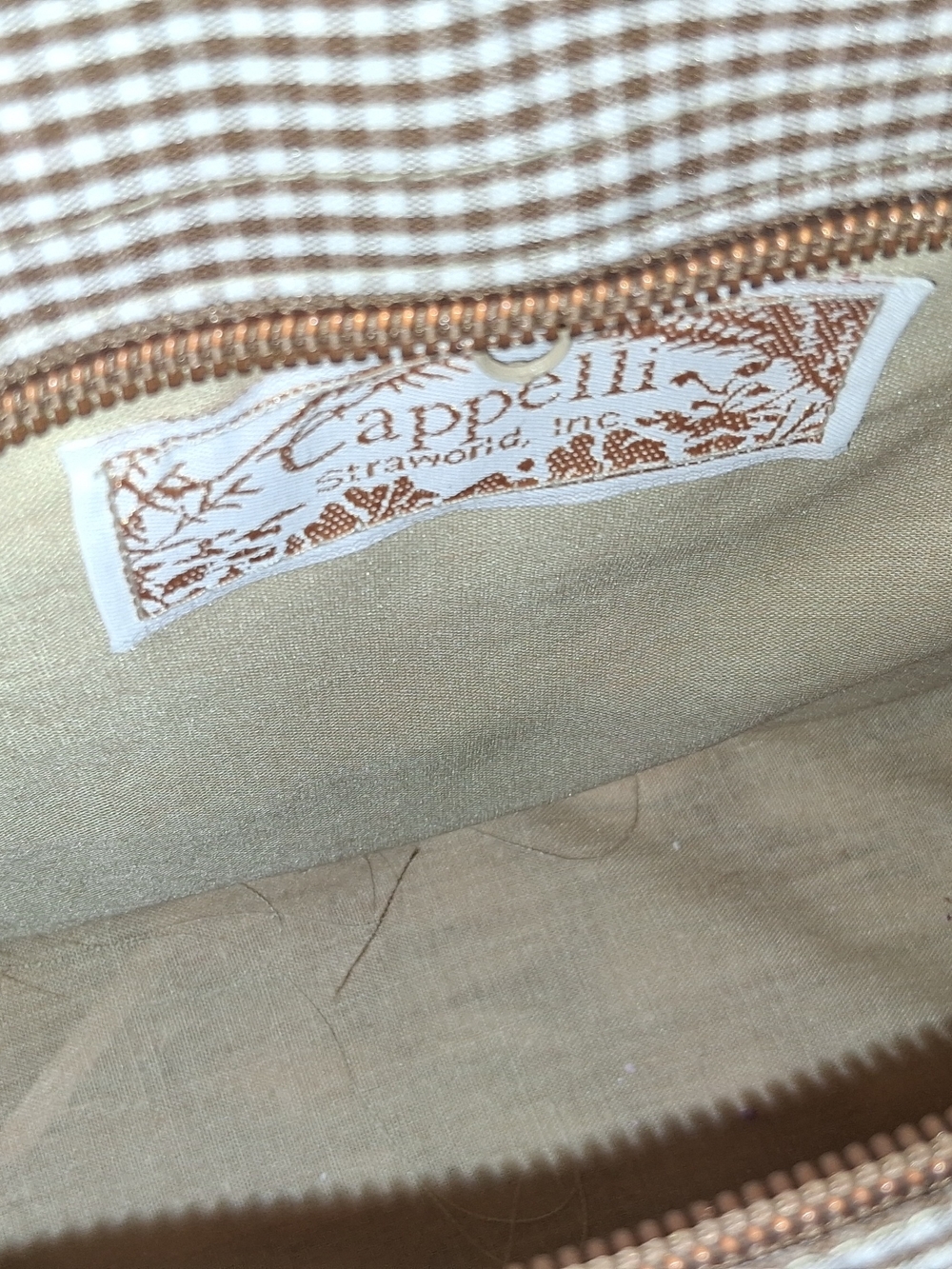 Capelli of New York Straw Tote with Pink and Gray Cat Embroidery - Picture 6 of 9